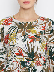 Printed Crepe Frill Abaya for Women with Black Georgette Hijab