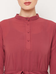 Rust Abaya Dress for Women with Black Georgette Scarf