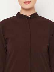 Front Open Brown Abaya Burqa With Black Hijab