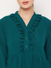 Women Abaya with Black Georgette Scarf