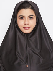 Black Solid Lycra Khimar Hijab for Women