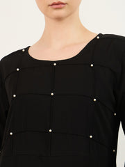 Pearl design Black Abaya/Burqa with Matching Georgette Hijab