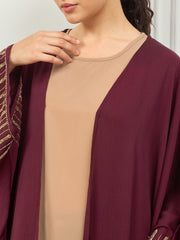 2 Piece Handwork Shrug Abaya with Black Georgette Hijab