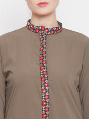 Chikan Hand Embroidery Abaya for Women with Black Georgette Scarf