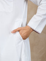 White Cotton Thobe for Men