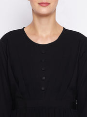 Black Solid Abaya for Women with Black Georgette Hijab