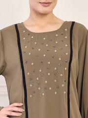 Handwork Abaya with White Georgette Hijab