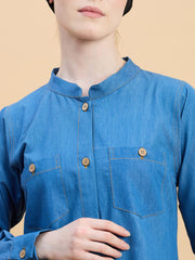 Modest Front Open Denim Co-ord set for women