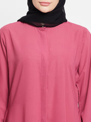 Front Open Abaya Burqa with Black Hijab