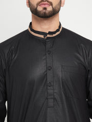 Black Arab Thobe / Jubba for Men with Cuffed Sleeves