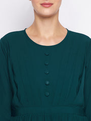 Bottle Green Abaya for Women with Black Georgette Hijab