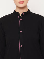 Black Embroidery Work Front Open Abaya for Women with Black Georgette Scarf