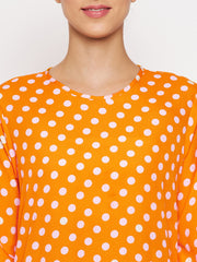 Yellow Polka Design Abaya for Women with Black Georgette Hijab