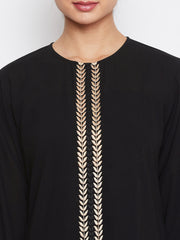 Black Embroidery Design Abaya with Black Georgette Hijab