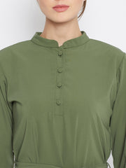 Jade Green Frill Abaya for Women with Black Georgette Scarf