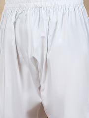 White Cotton Pathani Kurta Pajama Set for Men