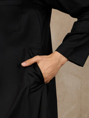 Black Cotton Arabic Thobe/Jubba For Men