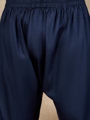 Blue Cotton Pathani Kurta Pajama Set for Men