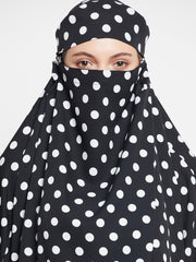 Polka Printed One Piece Free Size Jilbab for Women
