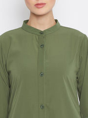 Front Open Abaya for Women with Black Georgette Hijab