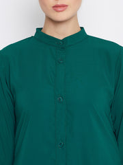 Women Front Open Abaya with Black Georgette Hijab