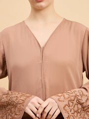 Handworked Luxury Modest Beige Abaya Burqa with Matching Hijab