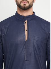 Blue Arab Thobe / Jubba for Men with Straight Sleeves