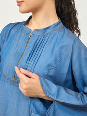 Denim Abaya/Burqa with Black Georgette Hijab