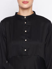 Umbrella Cut Black Abaya for Women with Black Georgette Hijab