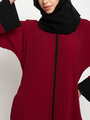 Women Solid A-Line Abaya/Burqa with Black Georgette Hijab