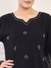 Black Luxury Handwork Abaya with Black Hijab