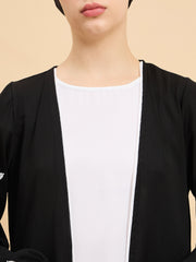 2 Piece Modest Luxury Abaya with White Georgette Hijab