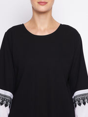 Embroidery Burqa Abaya for women with Black Georgette Hijab