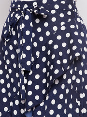 Polka Printed Skirt with Attached Trouser