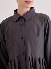 Front Open Grey Abaya/Burqa with Black Georgette Hijab