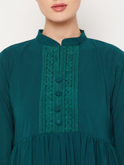 Lace Work Design Abaya for Women with Black Georgette Scarf