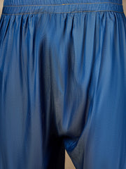 Blue Denim Pathani Kurta Pajama Set for Men