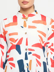 Front Open Striped Abaya for Women with Black Georgette Scarf