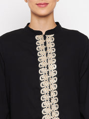 Black Embroidery Abaya for Women with Black Georgette Hijab