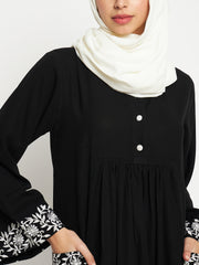 Embroidery Abaya/Burqa for Women with Black Georgette Scarf