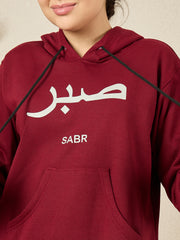 Modest Maroon Fleece Winter Sabr Hoodie for Women