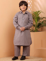 Grey Pathani Kurta Pajama Set for Kids Boys
