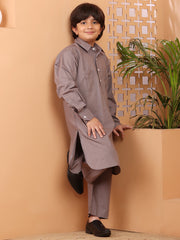 Grey Pathani Kurta Pajama Set for Kids Boys