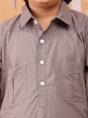Grey Pathani Kurta Pajama Set for Kids Boys