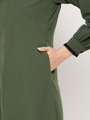 Jade Green Abaya for women with Black Georgette Scarf