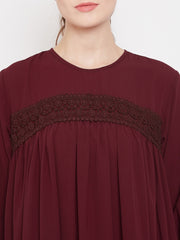 Lace work Designed Abaya for Women with Black Georgette Scarf