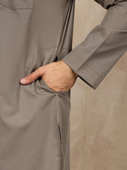 Grey Cotton Kurta For Men