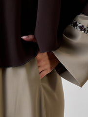 Embroidery Brown Abaya/Burqa with Black Georgette Hijab