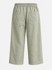 Sage Green Loose Linen Shorts for Men – Cropped Casual Wear trousers