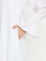 Umrah/Hajj Rayon White Abaya with Black Georgette Scarf